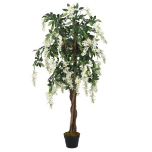 Künstlicher Blauregen-Baum (180 cm) – mit weißen Blüten, im Topf