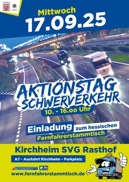 POL-OH: Aktionstag Fernfahrerstammtisch Hessen – spezialisierte Kontrollen des Schwerverkehrs, Ablenkung im Fokus