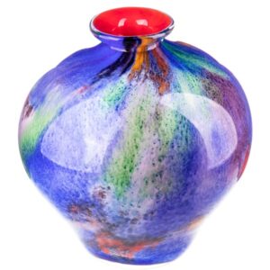 Murano Stil Glasvase Galaxie - Bauchig - Blau Rot