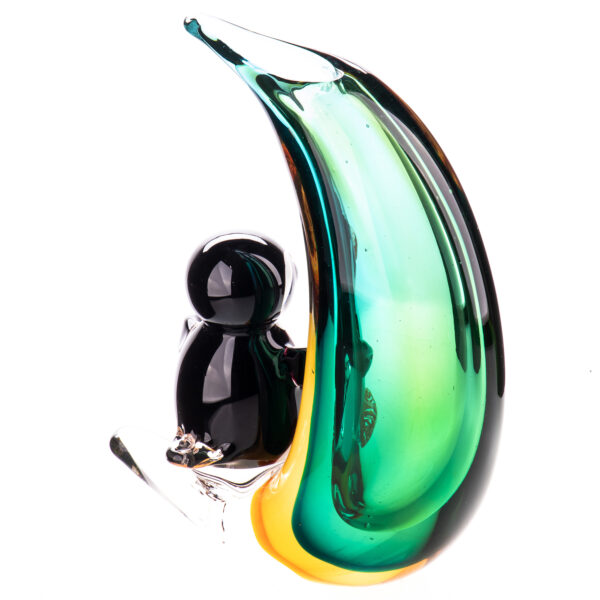 Murano Stil Glas-Skulptur-Pinguin auf dem Mond – Bild 2