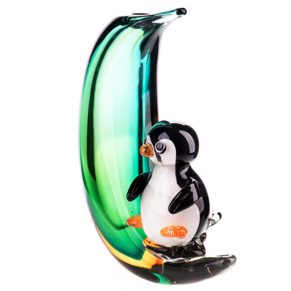 Murano Stil Glas-Skulptur-Pinguin auf dem Mond – Bild 3