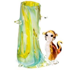 Murano Stil Glasvase mit Affe-Dschungel-Design-27cm