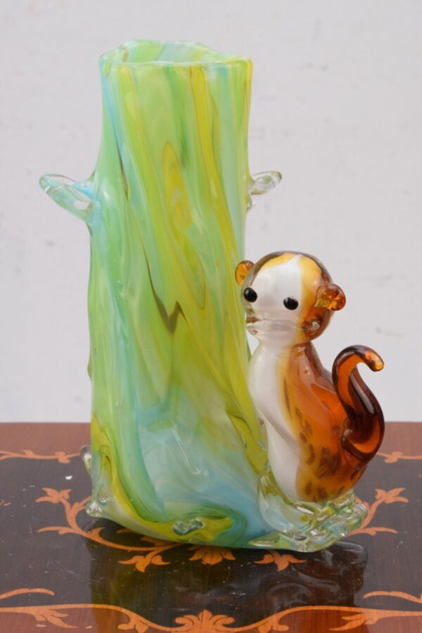 Murano Stil Glasvase mit Affe-Dschungel-Design-27cm – Bild 3