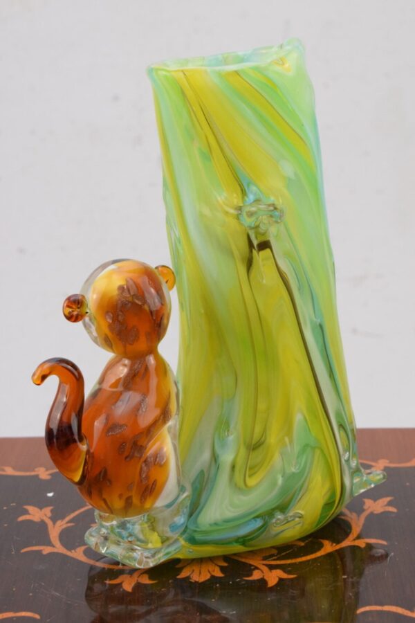 Murano Stil Glasvase mit Affe-Dschungel-Design-27cm – Bild 2