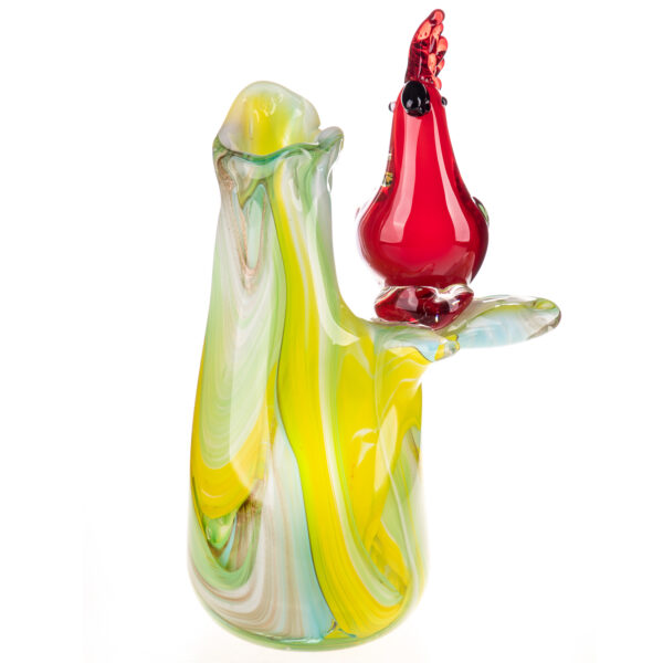 Murano Stil Glasvase mit Papagei-Rot-Grün-Gelb-29cm – Bild 3