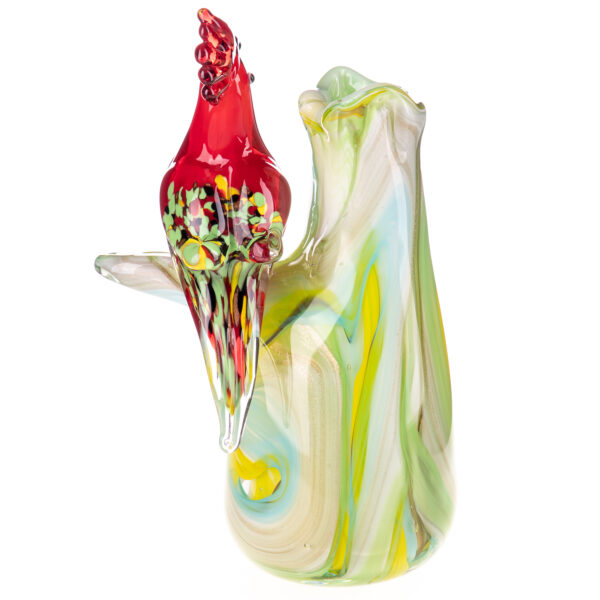 Murano Stil Glasvase mit Papagei-Rot-Grün-Gelb-29cm – Bild 2