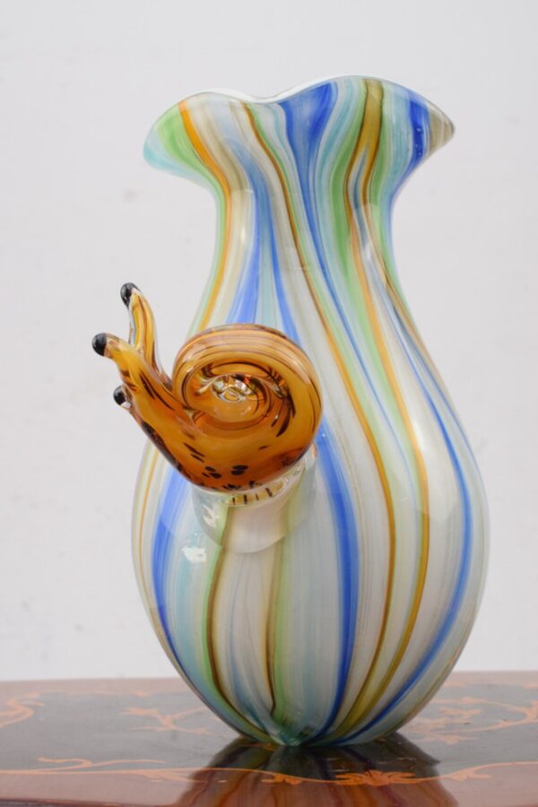 Murano Stil Glasvase mit Schnecke-Gestreift-28cm