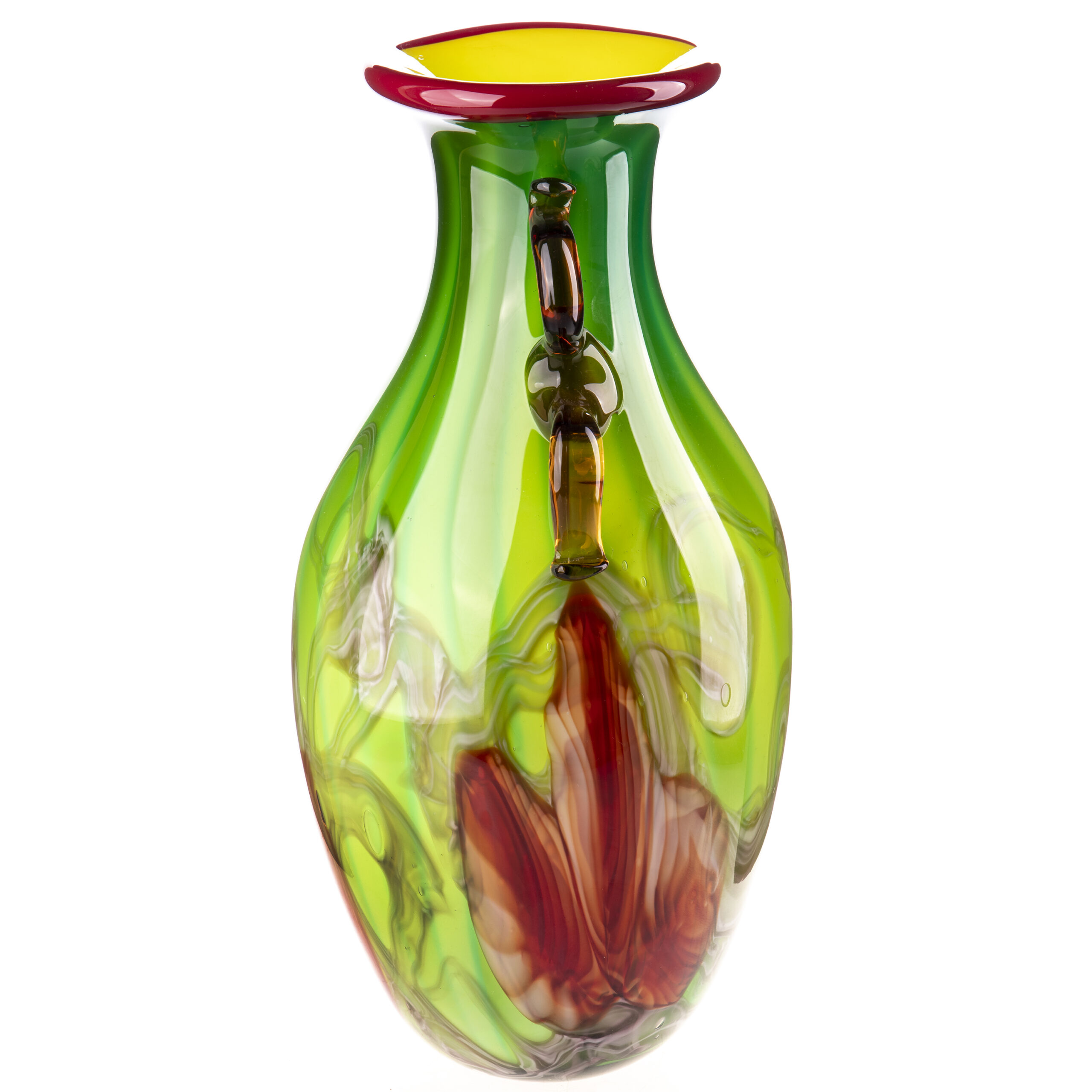 Große Amphoren-Vase Murano Stil-mit Henkeln-Grün-40cm
