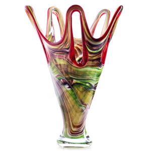Große Glasvase (41cm) im Murano-Stil | Flammen-Design