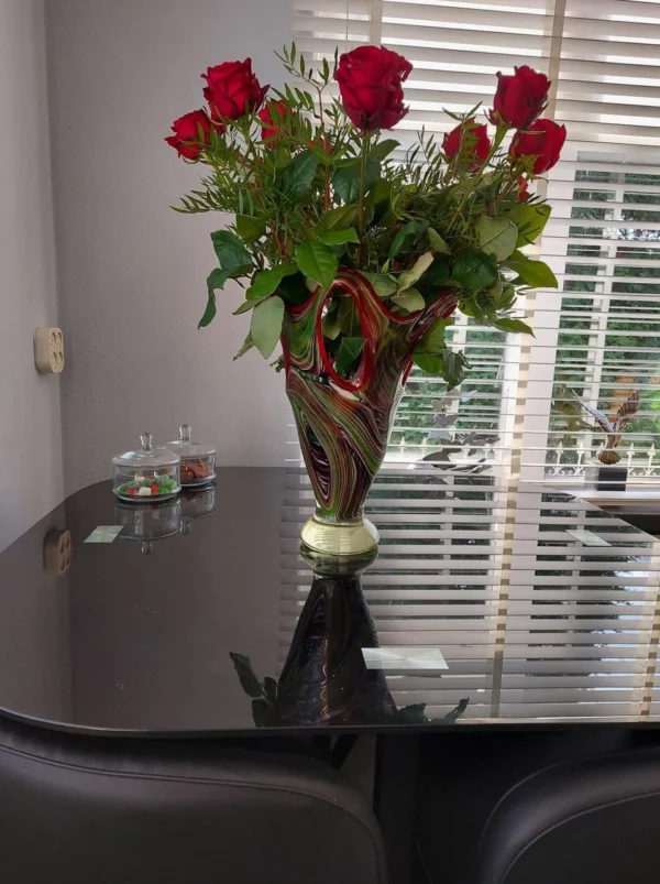 Große Glasvase (41cm) im Murano-Stil | Flammen-Design – Bild 5