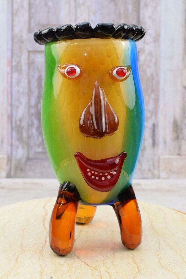 Kunst Vase "Charakterkopf" im Murano-Stil | Handarbeit