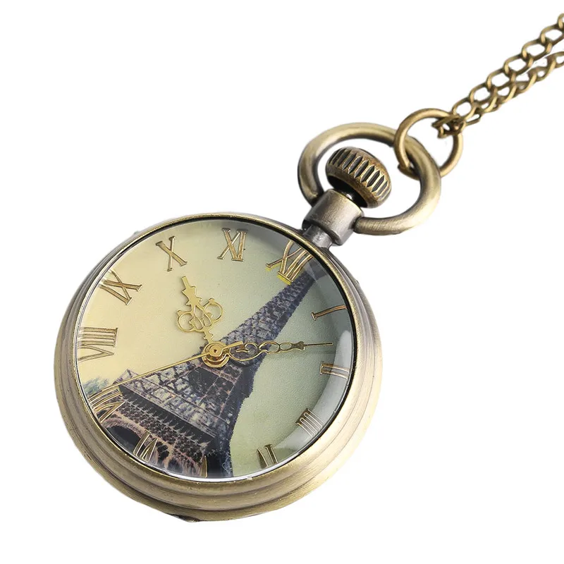 Taschenuhr Eiffelturm-Retro-Design-als Kette tragbar