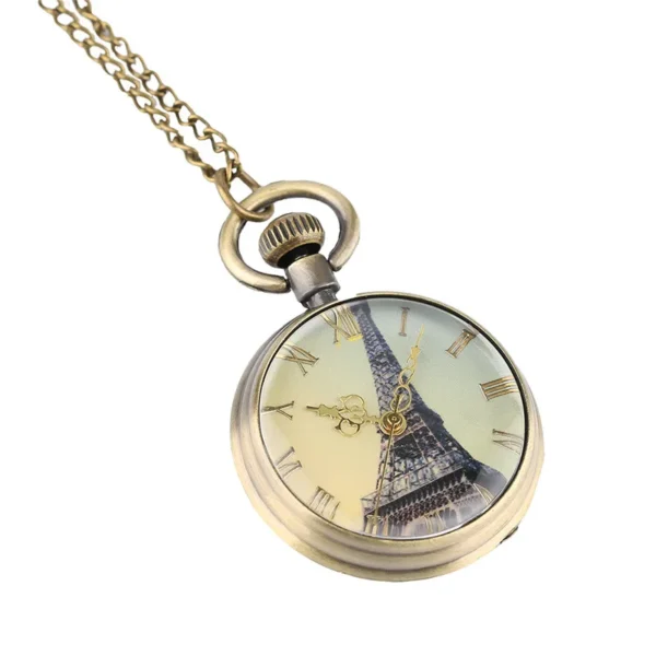 Taschenuhr Eiffelturm-Retro-Design-als Kette tragbar – Bild 4