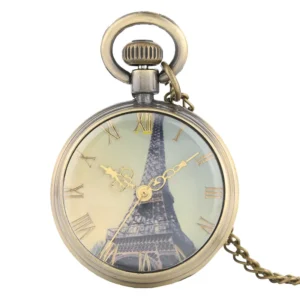 Taschenuhr Eiffelturm-Retro-Design-als Kette tragbar