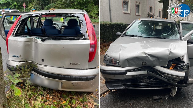 POL-OB: Durch Kollision erschrocken: Fahrerin fährt nach Unfall rückwärts gegen Baum