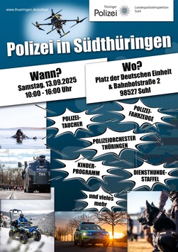 LPI-SHL: Polizei in Südthüringen am 13.09.2025, 10 bis 16 Uhr, auf dem Platz der Deutschen Einheit