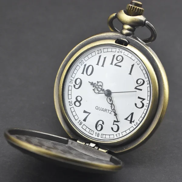 Taschenuhr mit Sternen-Motiv-Bronze-Retro-als Kette – Bild 3