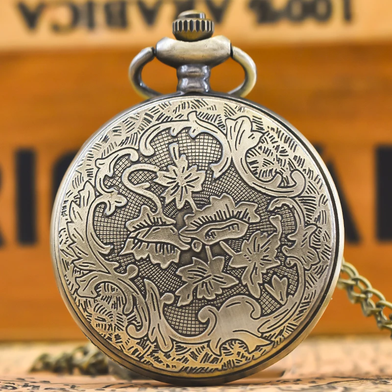 Taschenuhr mit Sternen-Motiv-Bronze-Retro-als Kette