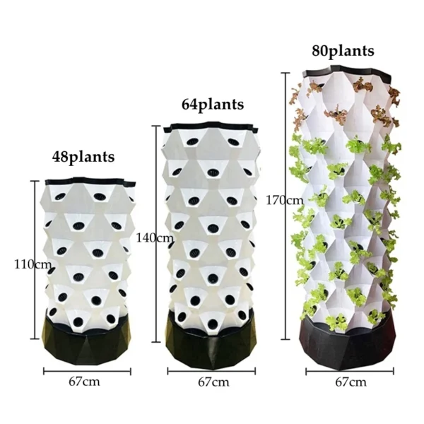 Modularer Hydroponik-Pflanzturm – Bis zu 80 Pflanzen auf kleinstem Raum (3 Größen) – Bild 3