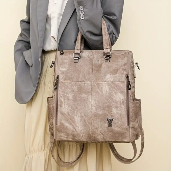 Multifunktionaler Damen-Rucksack im Vintage-Look – Wandelbar als Handtasche – Bild 3