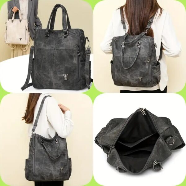 Multifunktionaler Damen-Rucksack im Vintage-Look – Wandelbar als Handtasche – Bild 6