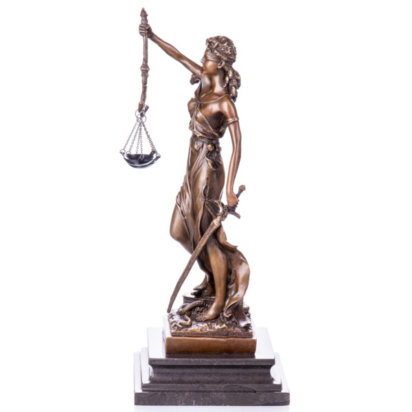 Große Bronzefigur Justitia-mit Augenbinde-34cm – Bild 2