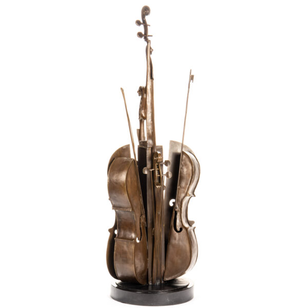 Große, moderne Bronzeskulptur "Abstraktes Cello" – Ein Statement für Musikliebhaber – Bild 3