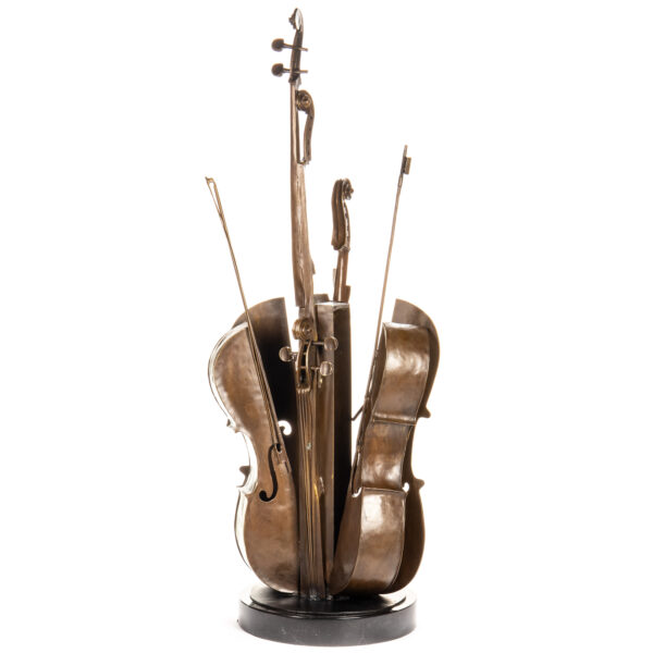 Große, moderne Bronzeskulptur "Abstraktes Cello" – Ein Statement für Musikliebhaber – Bild 5