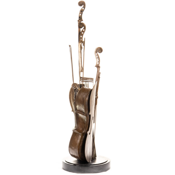 Große, moderne Bronzeskulptur "Abstraktes Cello" – Ein Statement für Musikliebhaber – Bild 4