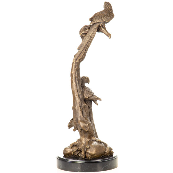 Exotische Eleganz: Große Bronzefigur zweier Papageien auf Marmorsockel – Bild 6