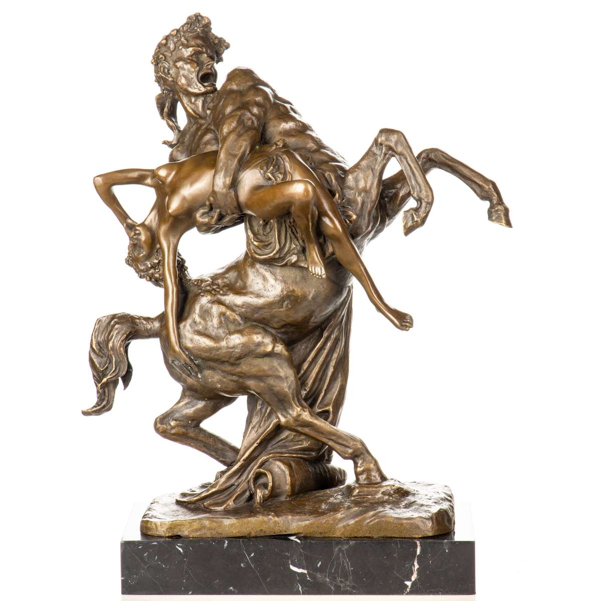 Dramatische Bronzeskulptur "Raub der Hippodameia" nach Carrier-Belleuse