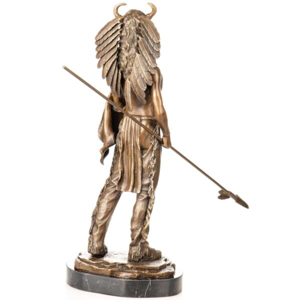 Stolze Western-Bronzefigur -Indianischer Krieger- mit Speer – Bild 5