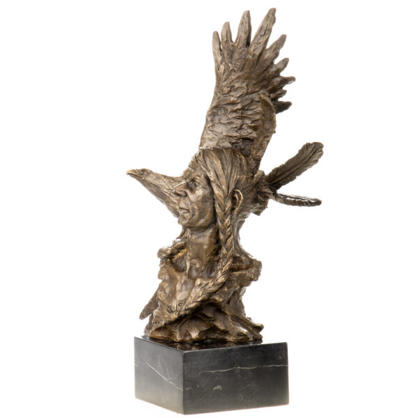 Große Western-Bronzeskulptur -Der Adlergeist– Indianer Büste – Bild 5