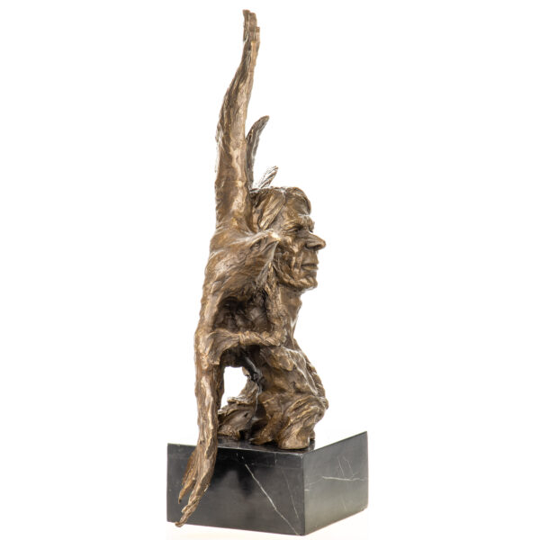 Große Western-Bronzeskulptur -Der Adlergeist– Indianer Büste – Bild 3