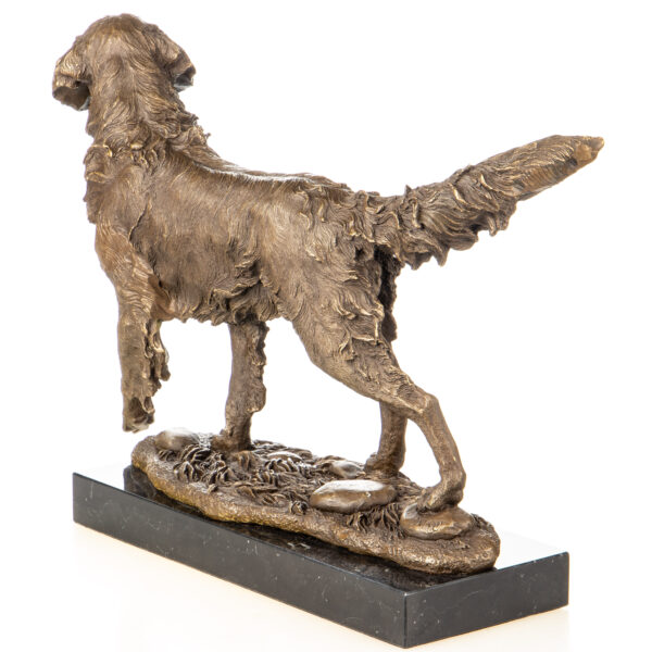 Lebensechte Bronzefigur "Jagdhund bei der Arbeit" (Golden Retriever / Setter) – Bild 3