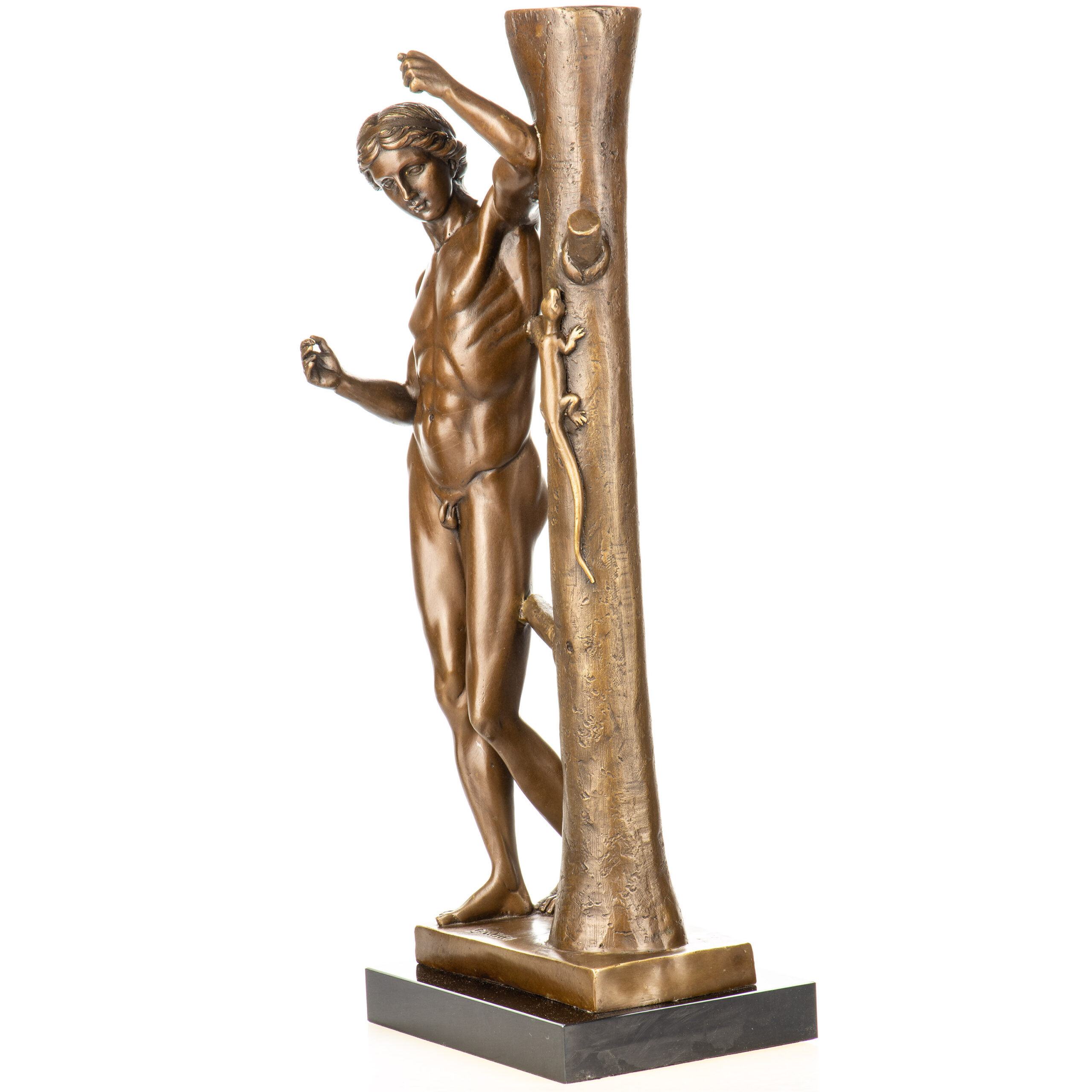 Klassische Bronzeskulptur "Apollo Sauroktonos" nach Praxiteles