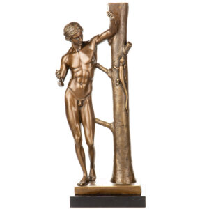 Klassische Bronzeskulptur "Apollo Sauroktonos" nach Praxiteles
