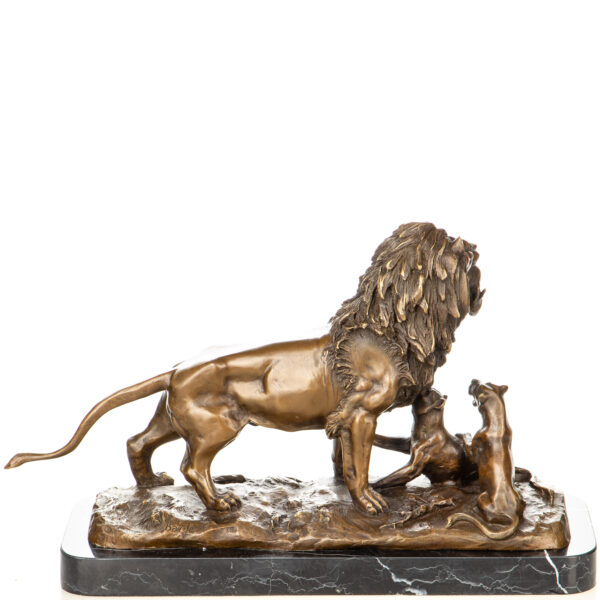Majestätische Bronzefigur "Löwenfamilie" auf Marmorsockel – Bild 4