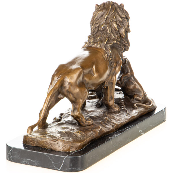 Majestätische Bronzefigur "Löwenfamilie" auf Marmorsockel – Bild 3