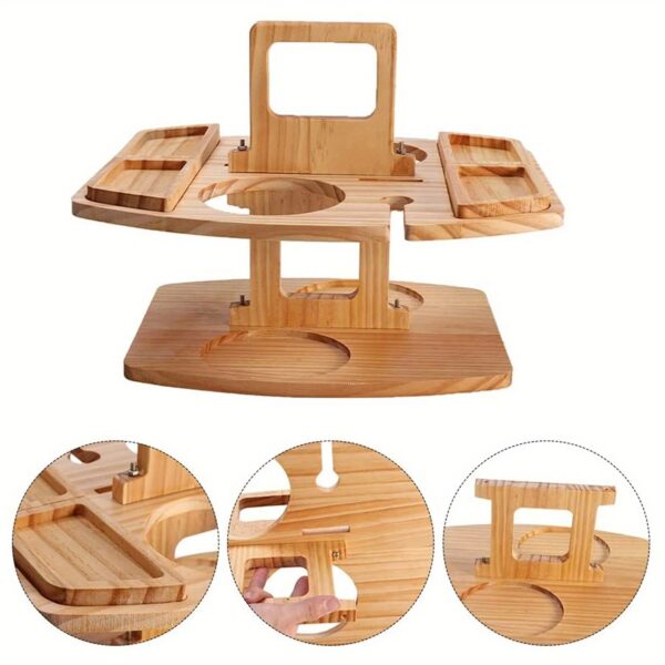 Handgefertigter Wein-Picknicktisch aus Holz – Tragbarer Weintisch für Outdoor – Bild 5