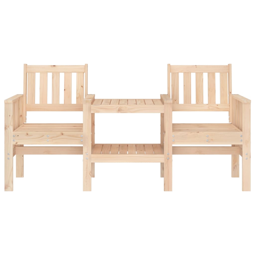 Gartenbank aus Holz-2-Sitzer-mit integriertem Tisch-Kiefer