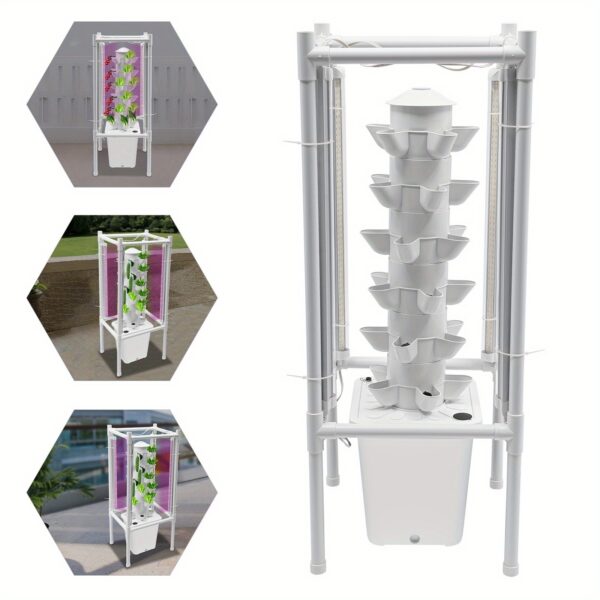 Hydroponischer Pflanzturm mit LED-Wachstumslampen – Komplett-Set für 30 Pflanzen – Bild 2