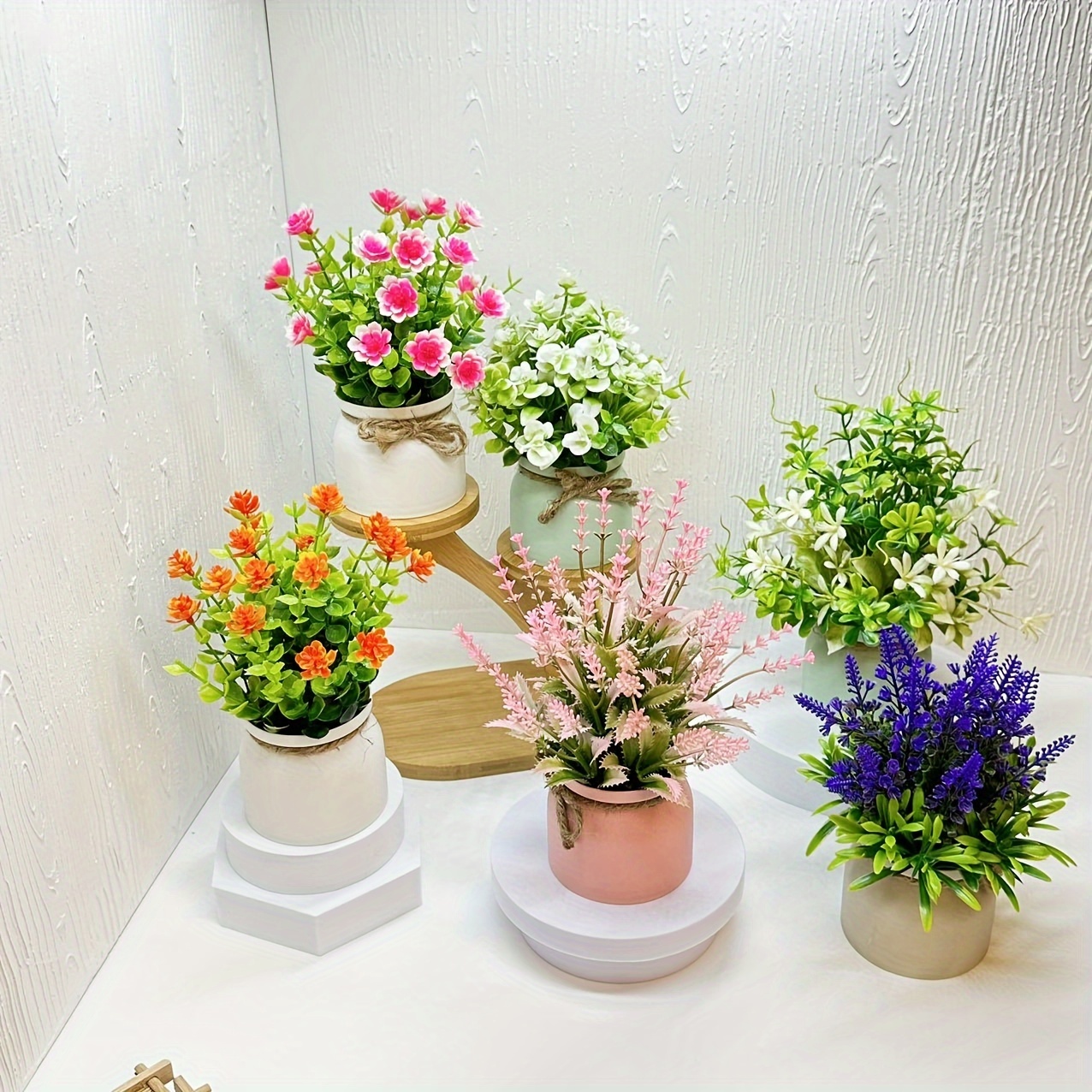 6er-Set Künstliche Mini-Pflanzen im Topf – Lebensechte Deko-Blumen