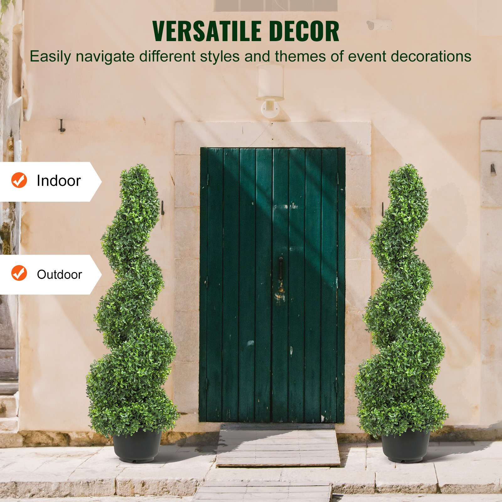 2er-Set künstliche Spiral-Buchsbaum-Bäume (91 cm) – Topiary-Pflanzen für drinnen & draußen