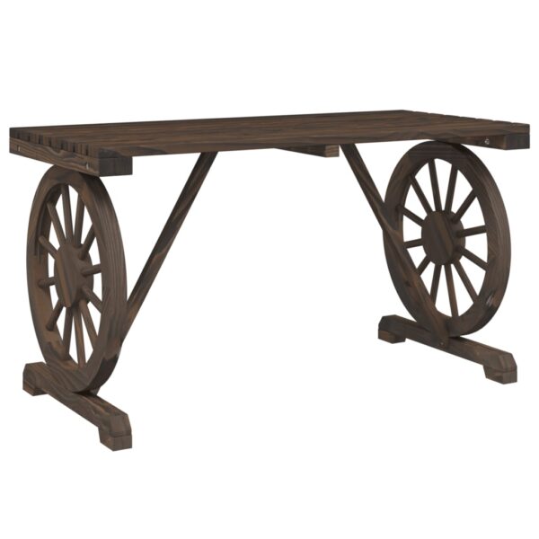 Gartentisch aus Holz-rustikal-Wagenrad-Design-115x55cm – Bild 7