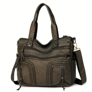 Vintage Tote Bag aus Kunstleder mit vielen Fächern