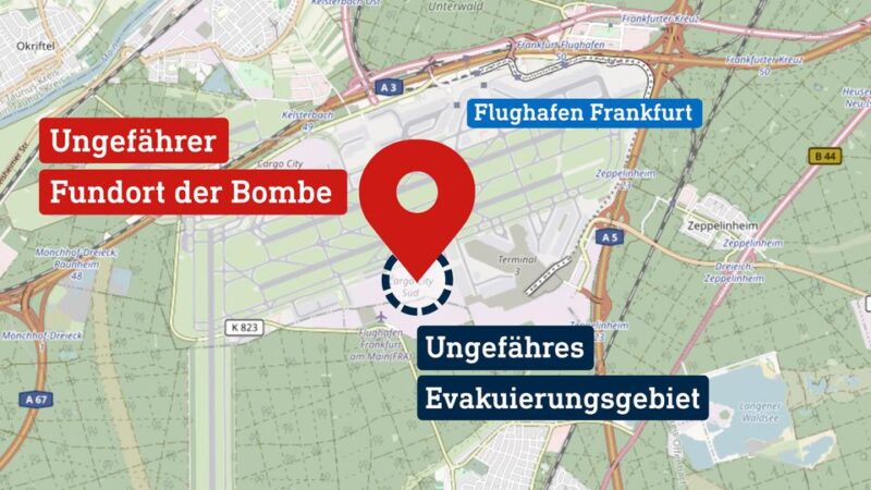 Weltkriegsbombe am Flughafen Frankfurt gefunden – A5 vor Sperrung