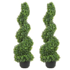 2er-Set künstliche Spiral-Buchsbaum-Bäume (91 cm) – Topiary-Pflanzen für drinnen & draußen