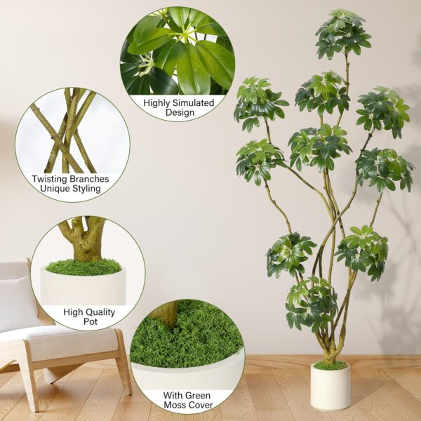 Künstlicher Schefflera-Baum (213 cm) – Schirmbaum im Topf – Bild 6
