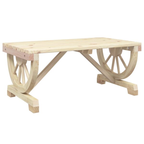 Garten-Couchtisch aus Holz-rustikal-Wagenrad-Design-90cm – Bild 6